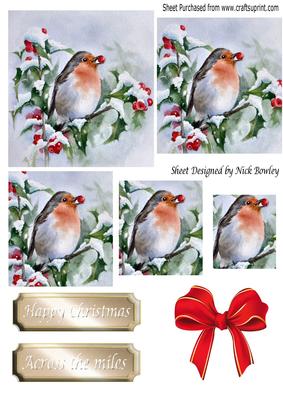 Robin in the Snow Eating Berries Pyramids