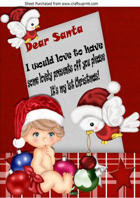 Dear Santa! Baby Boys 1st Christmas with Robin A4