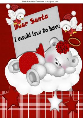 Sleep Well Little One! Dreaming of Santa on a Cloud A4