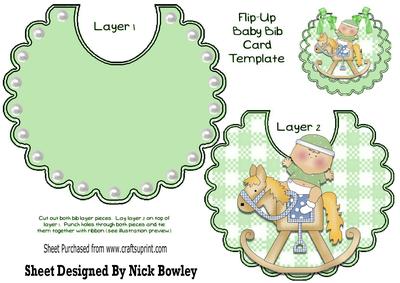 Baby Boy Riding a Rocking Horse on a Green Bib