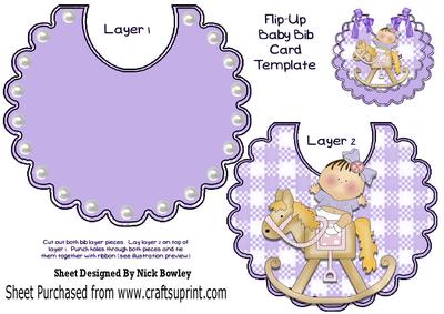 Baby Girl Riding a Rocking Horse on a Purple Bib