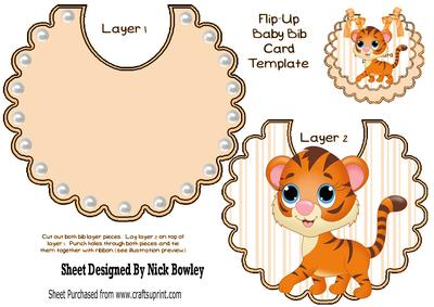 Cute Little Tiger on a Striped Bib