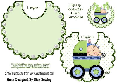 Baby Boy in a Stroller on a Green Dotty Bib
