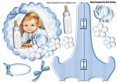 Sweet Baby Boy Playing Peek a Boo on a Lace Plate & Stand