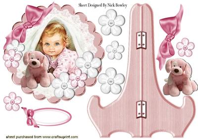 Sweet Baby Girl Playing Peek a Boo on a Lace Plate & Stand