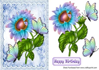 Fantasy Rainbow Sunflower & Rainbow Butterflies