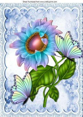 Fantasy Rainbow Sunflower & Rainbow Butterflies A4