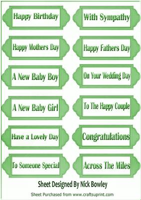 Lovely Green Bubble Effect Sentiments in Ornate Tags