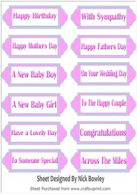Lovely Pink Bubble Effect Sentiments in Ornate Tags