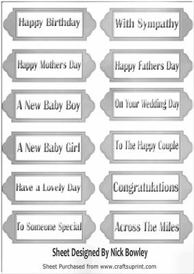 Lovely Silver Bubble Effect Sentiments in Ornate Tags