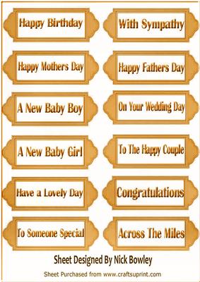Lovely Gold Bubble Effect Sentiments in Ornate Tags