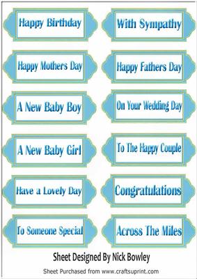 Lovely Turq Bubble Effect Sentiments in Ornate Tags