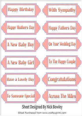 Lovely Peach Bubble Effect Sentiments in Ornate Tags