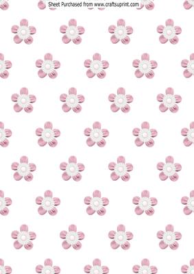 Babys Pink Fabric Flowers Backing Paper