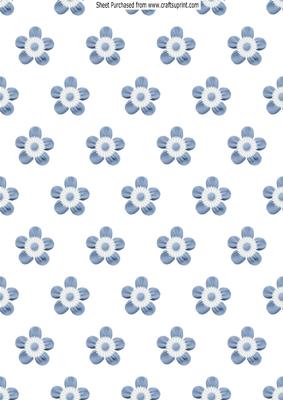 Babys Blue Fabric Flowers Backing Paper