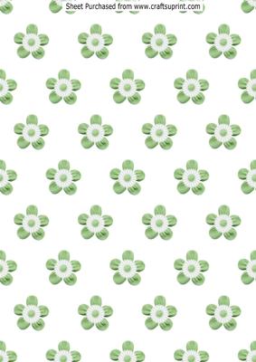 Babys Green Fabric Flowers Backing Paper