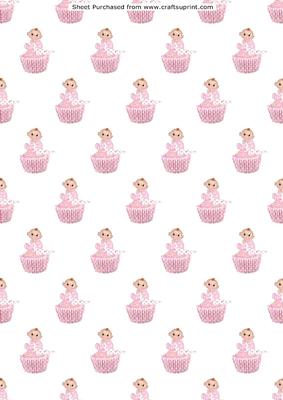 Cute Baby Girl Sitting on a Cupcake Backing Paper