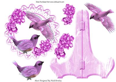Pretty Pink Birds on Lace with Roses, Plate and Stand