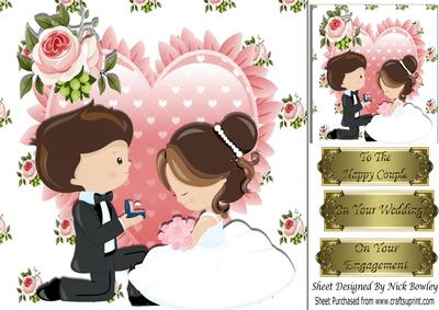 Your Special Day,happy Couple on Heart with Roses 8x8