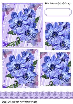 Pretty Purple Flowers and Lilac Butterflies Pyramids