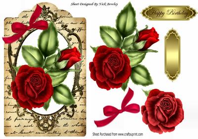 Red Roses on a Tag with Script Writing