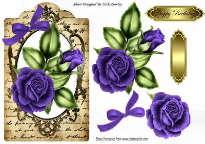 Purple Roses on a Tag with Script Writing