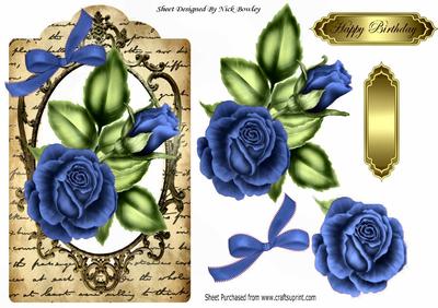 Blue Roses on a Tag with Script Writing