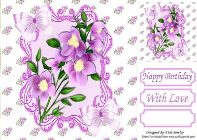 Pretty Pink Floral Arrangement, with Bows 8x8