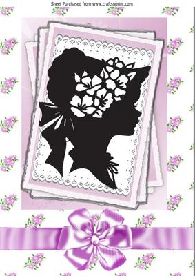 Pretty Vintage Lady in Silhouette on Lace Stackers A4