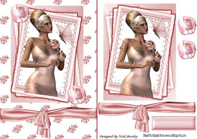 Pretty in Pink with Butterfly on Lace Stacker
