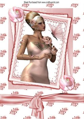 Pretty in Pink with Butterfly on Lace Stacker A4