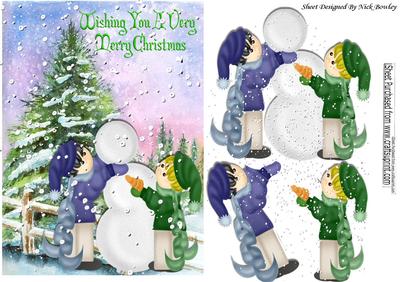 Boys in the Snow Building a Snowman