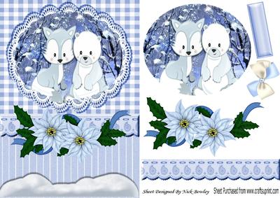 Snow Friends Forever, Cute Fox and Polar Bear