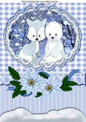 Snow Friends Forever, Cute Fox and Polar Bear A4