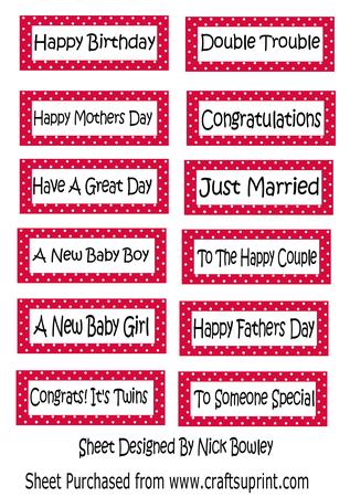 Lots of Lovely Sentiments on Red Polkadot Tags