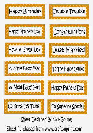 Lots of Lovely Sentiments on Gold Polkadot Tags