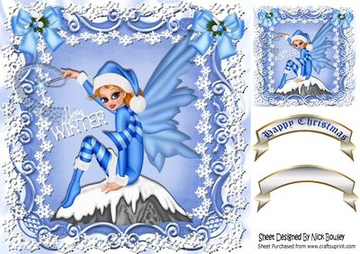 Merry Winter! the Christmas Blue Faerie 8x8