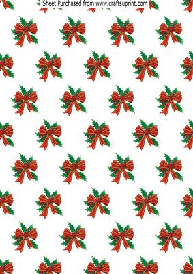 Red & Gold Bows on Holly Backing Paper