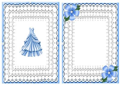 Blue Party Dress with Flowers on Lace A5 Insert