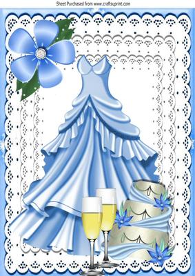 Blue Party Dress with Cake and Champagne A4