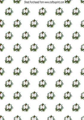 White Bows on Holly with Berries Backing Paper