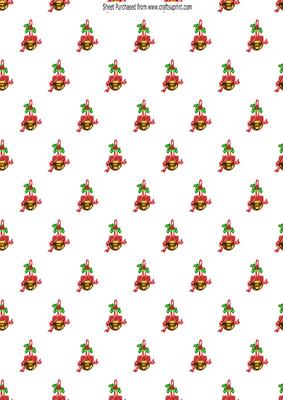 Gold Bells with Red Bows and Holly Backing Paper