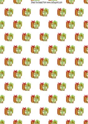 Christmas Presents in Green and Red Bows B/paper