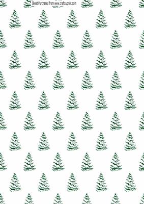 Green Christmas Trees with Snow, Backing Paperr