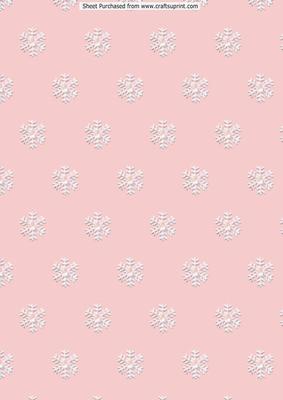 White Pearl Snowflakes with Rose Background