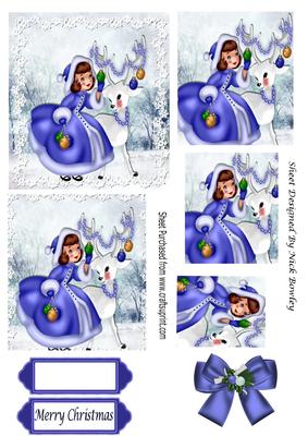 Little Girl with White Deer in the Snow Pyramids