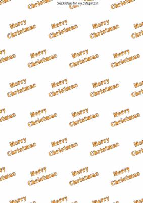 Merry Christmas in Gold Text with Snow Background Paper