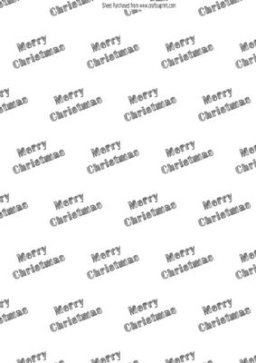 Merry Christmas in Silver Text with Snow Background Paper