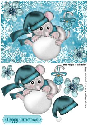 Little Christmas Mouse on a Snowball