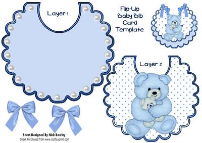 Blue Bear Cuddling Baby Bear on a Bib